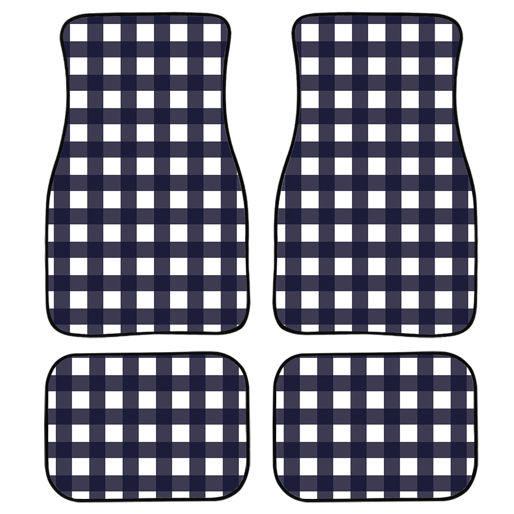 Navy And White Check Pattern Print Front And Back Car Floor Mats/ Front Car Mat
