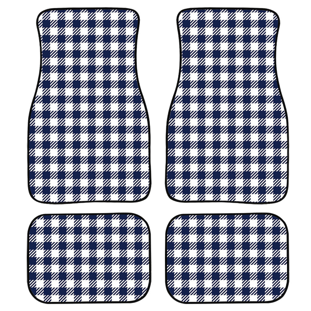 Navy And White Gingham Pattern Print Front And Back Car Floor Mats/ Front Car Mat