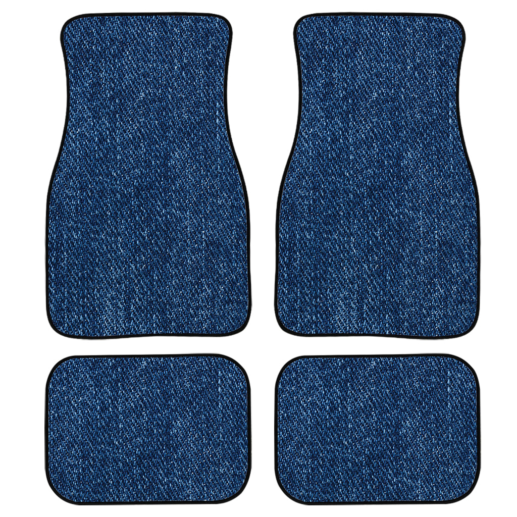 Navy Blue Denim Jeans Print Front And Back Car Floor Mats/ Front Car Mat