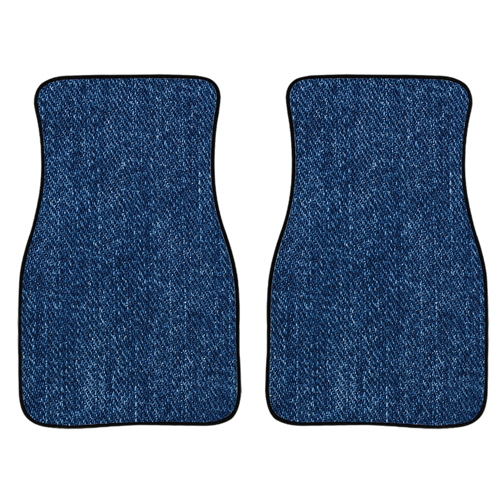 Navy Blue Denim Jeans Print Front And Back Car Floor Mats/ Front Car Mat