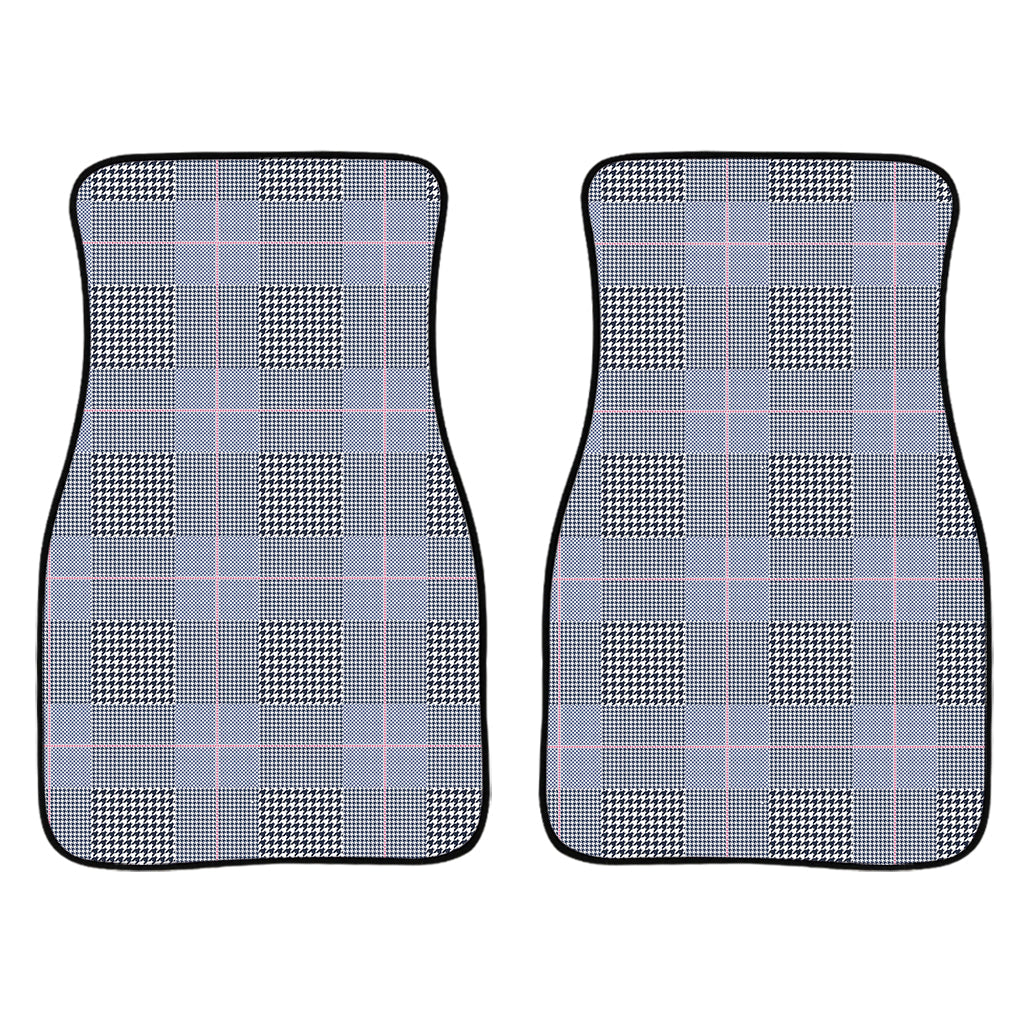 Navy Blue Prince Of Wales Check Print Front And Back Car Floor Mats/ Front Car Mat