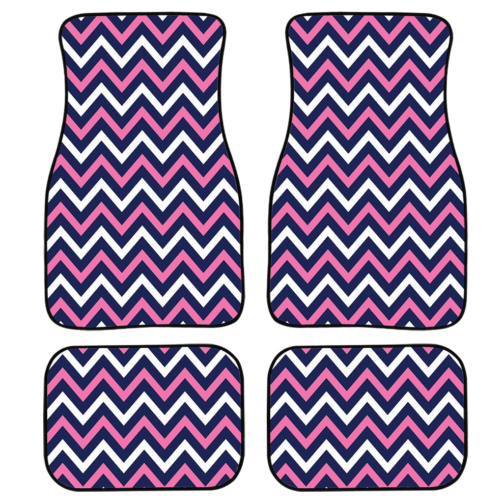 Navy Pink And White Chevron Print Front And Back Car Floor Mats/ Front Car Mat