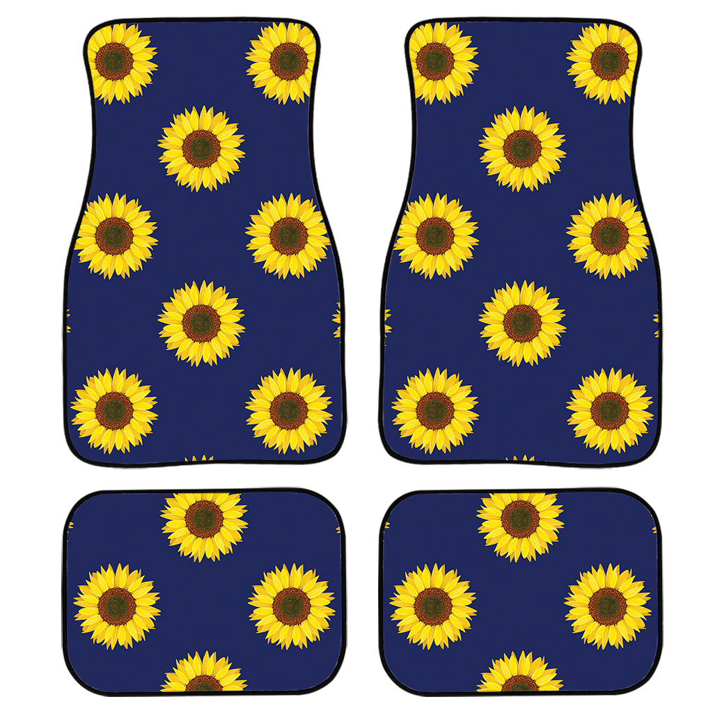 Navy Sunflower Pattern Print Front And Back Car Floor Mats/ Front Car Mat
