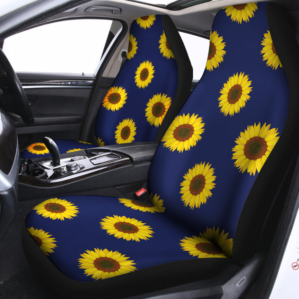 Navy Sunflower Pattern Print Universal Fit Car Seat Covers