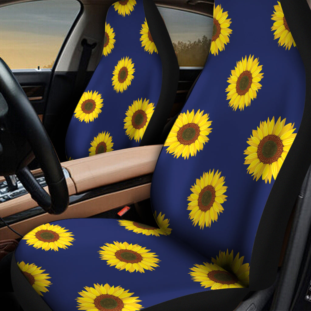 Navy Sunflower Pattern Print Universal Fit Car Seat Covers