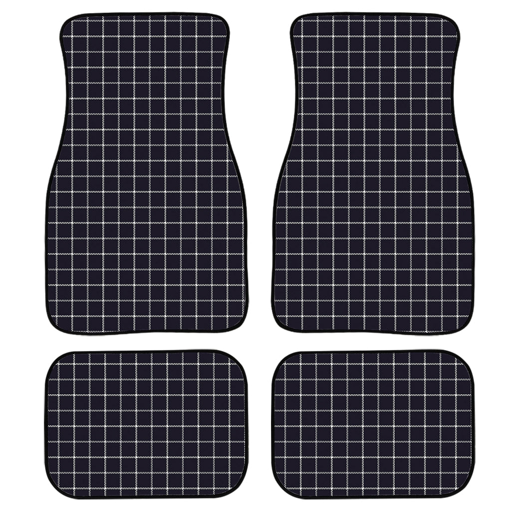 Navy Tattersall Pattern Print Front And Back Car Floor Mats/ Front Car Mat