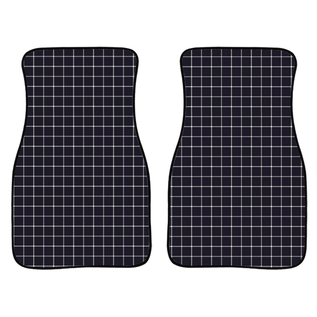 Navy Tattersall Pattern Print Front And Back Car Floor Mats/ Front Car Mat