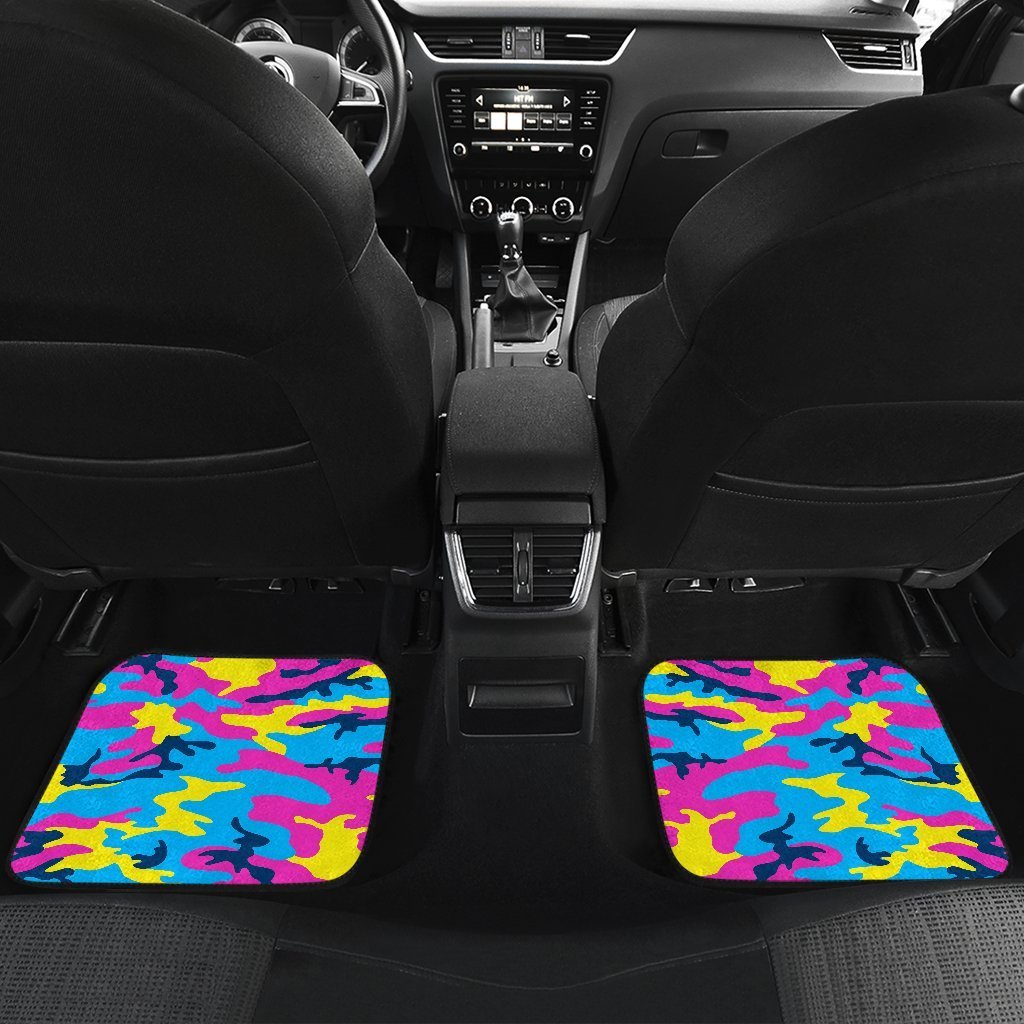 Neon Camouflage Print Front And Back Car Floor Mats/ Front Car Mat