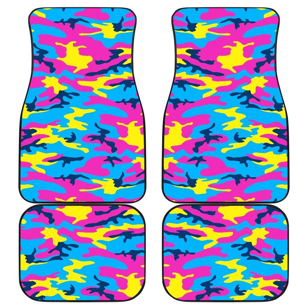 Neon Camouflage Print Front And Back Car Floor Mats/ Front Car Mat