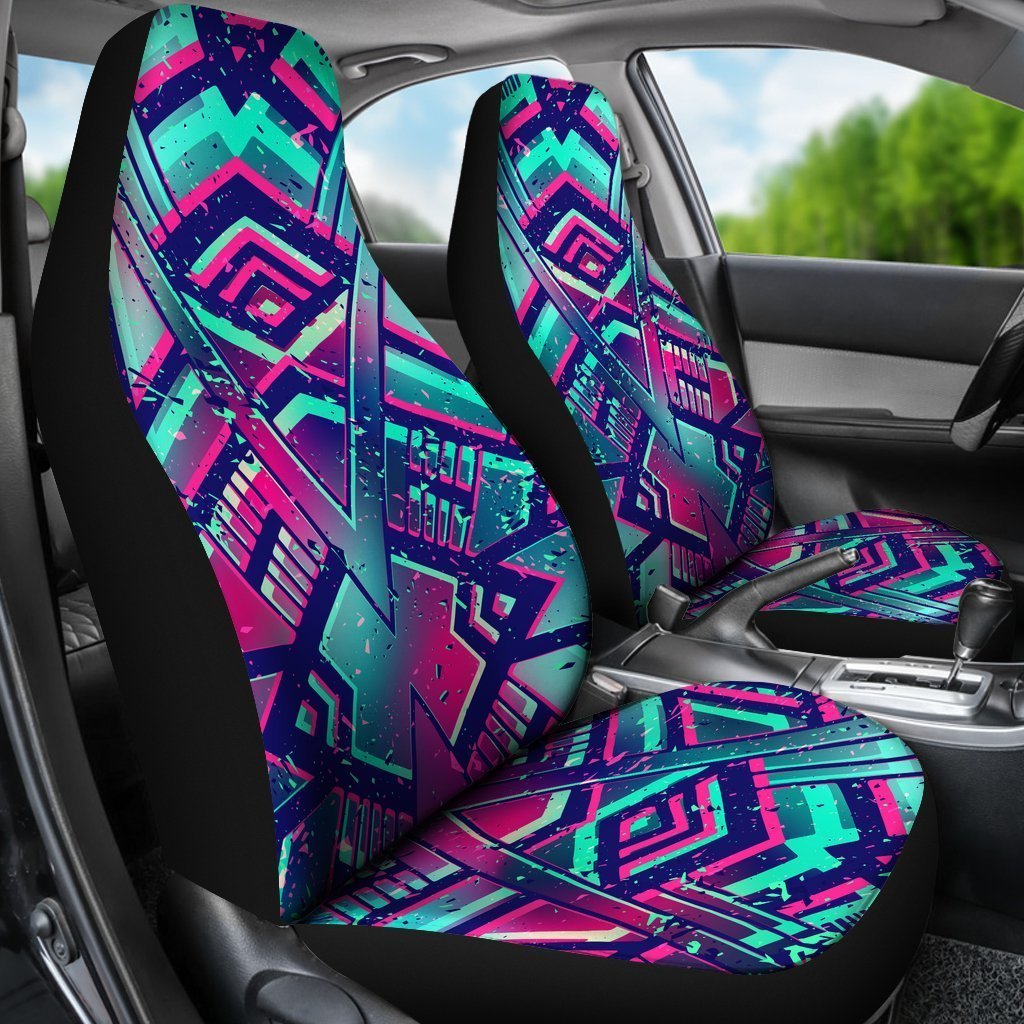 Neon Ethnic Aztec Trippy Print Universal Fit Car Seat Covers