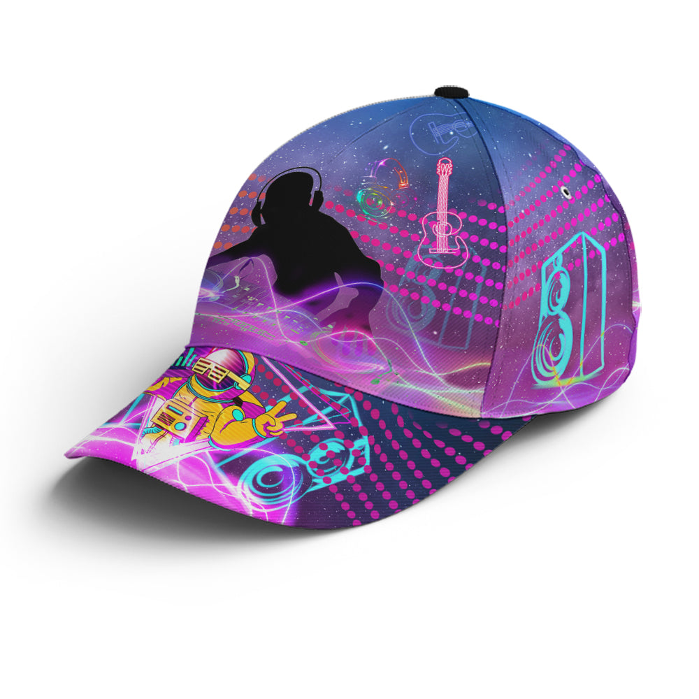 DJ Rhythm Neon Artwork Baseball Cap Coolspod