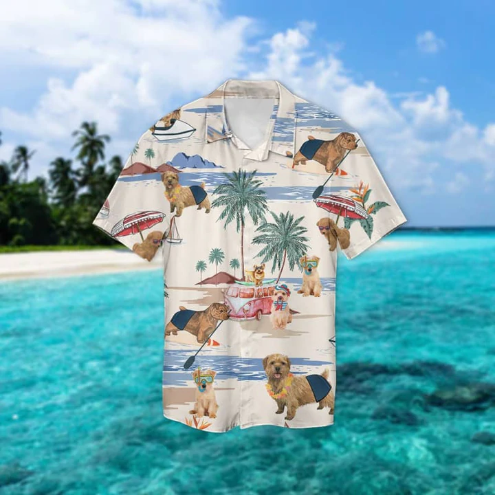 Norfolk Terrier Summer Beach Hawaiian Shirt/ Hawaiian Shirts for Men women Short Sleeve Aloha Beach Shirt