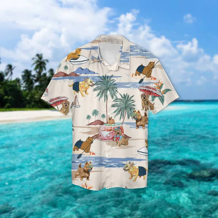 Norwich Terrier Summer Beach Hawaiian Shirt/ Hawaiian Shirts for Men women Short Sleeve Aloha Beach Shirt