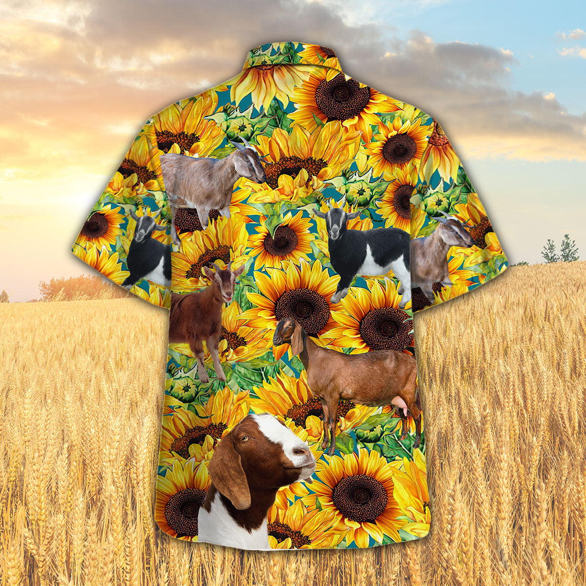 Sunflower Nubian Goat Hawaiian Shirt
