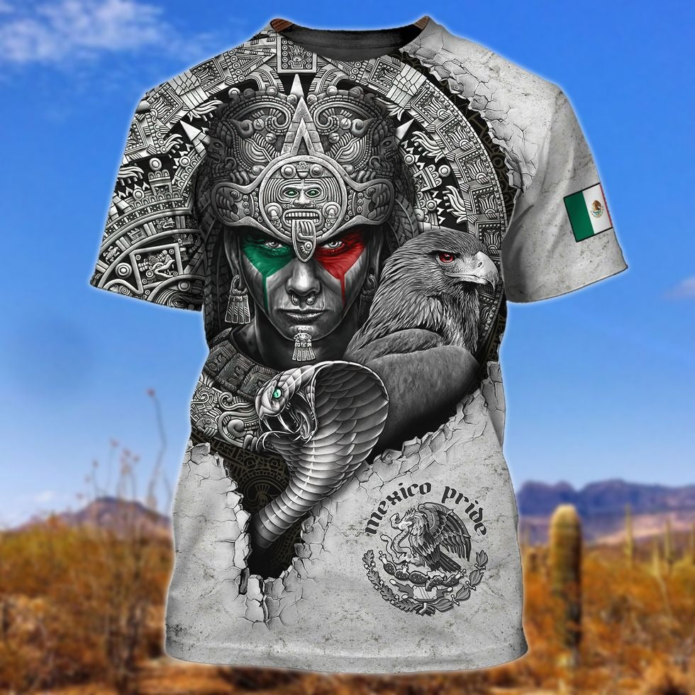 3D All Over Printed Mexico Aztec T Shirt/ Aztec Shirt Mens/ Aztec Shirt/ Mexican Pride Shirts