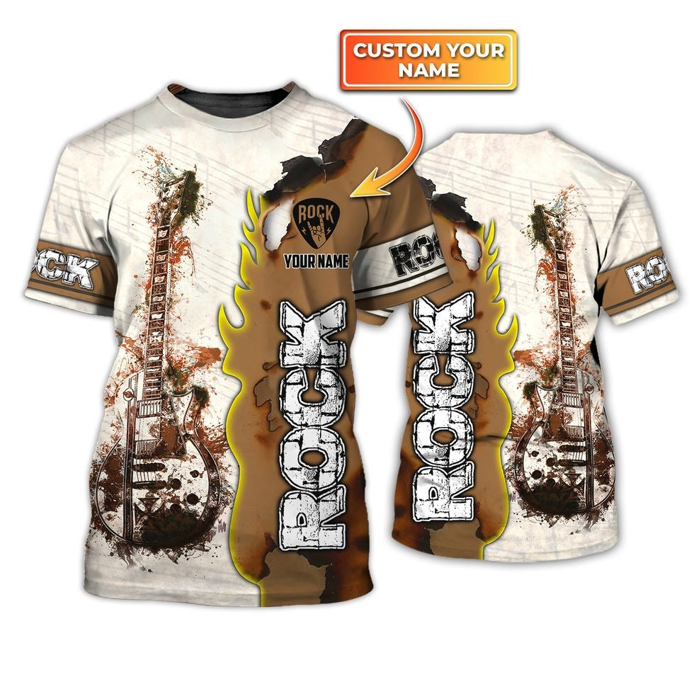 Personalized Premium Rock Music 3D Tshirt/ Rock Musican Guitar T Shirt/ Guitarist Shirt