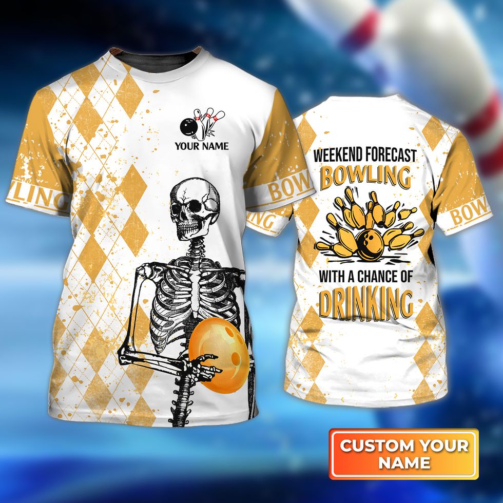 Personalized Name Skull Bowling Shirt/ Weekend Forecast Bowling With a Change of Drinking/ Uniform Team Bowling