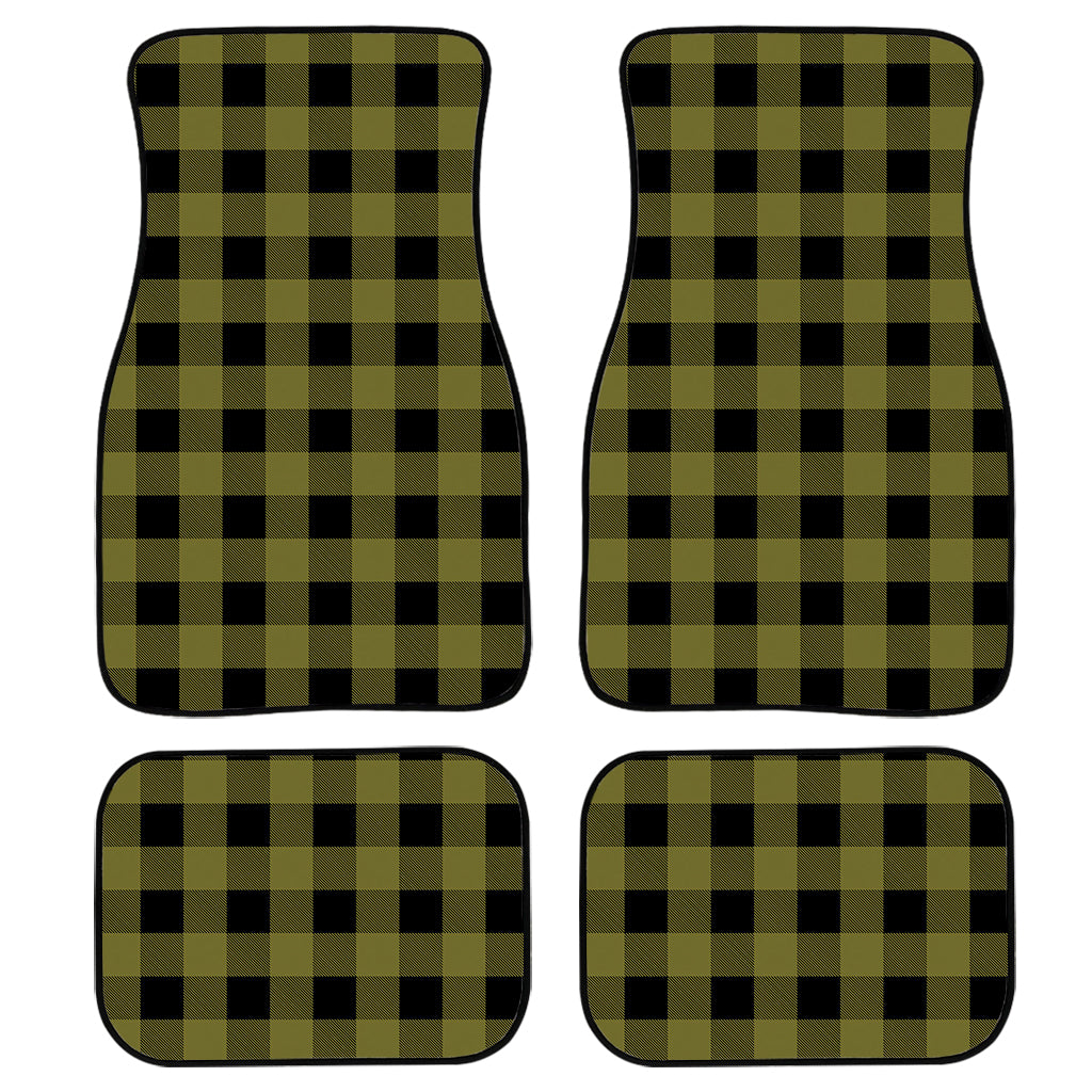 Olive Green Buffalo Check Pattern Print Front And Back Car Floor Mats/ Front Car Mat