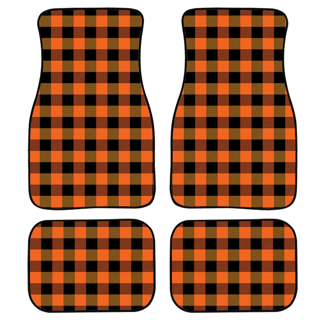 Orange And Black Buffalo Check Print Front And Back Car Floor Mats/ Front Car Mat