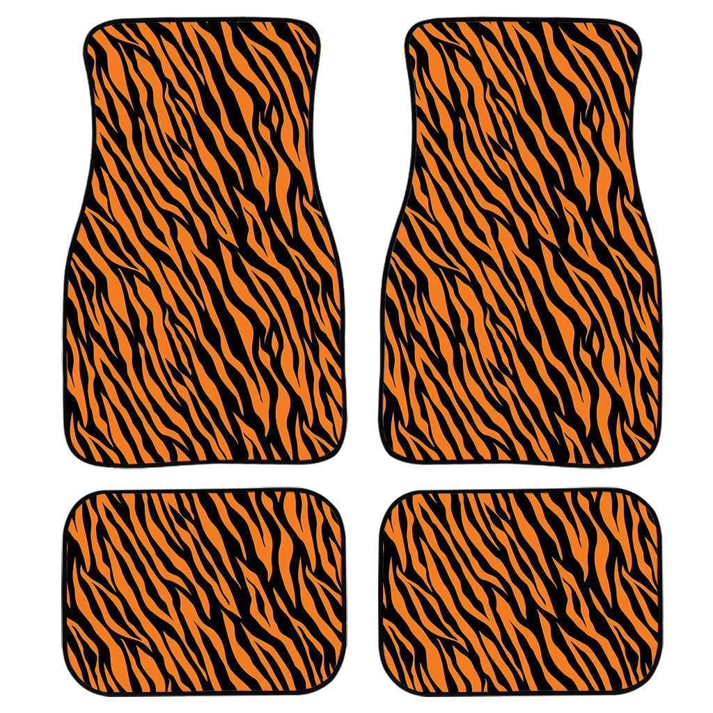 Orange And Black Tiger Stripe Print Front And Back Car Floor Mats/ Front Car Mat