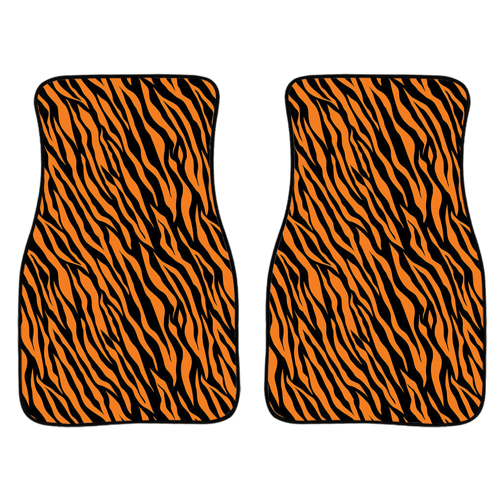 Orange And Black Tiger Stripe Print Front And Back Car Floor Mats/ Front Car Mat