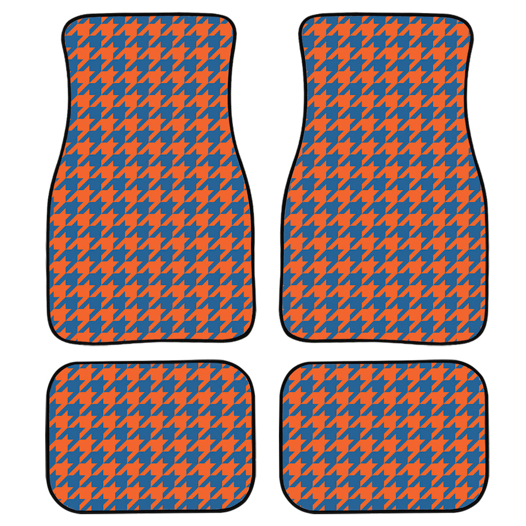 Orange And Blue Houndstooth Print Front And Back Car Floor Mats/ Front Car Mat