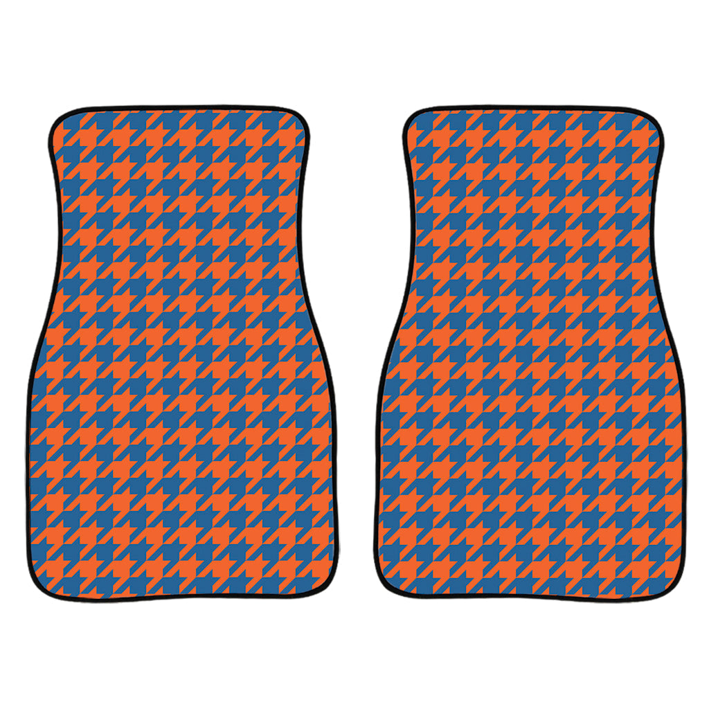 Orange And Blue Houndstooth Print Front And Back Car Floor Mats/ Front Car Mat