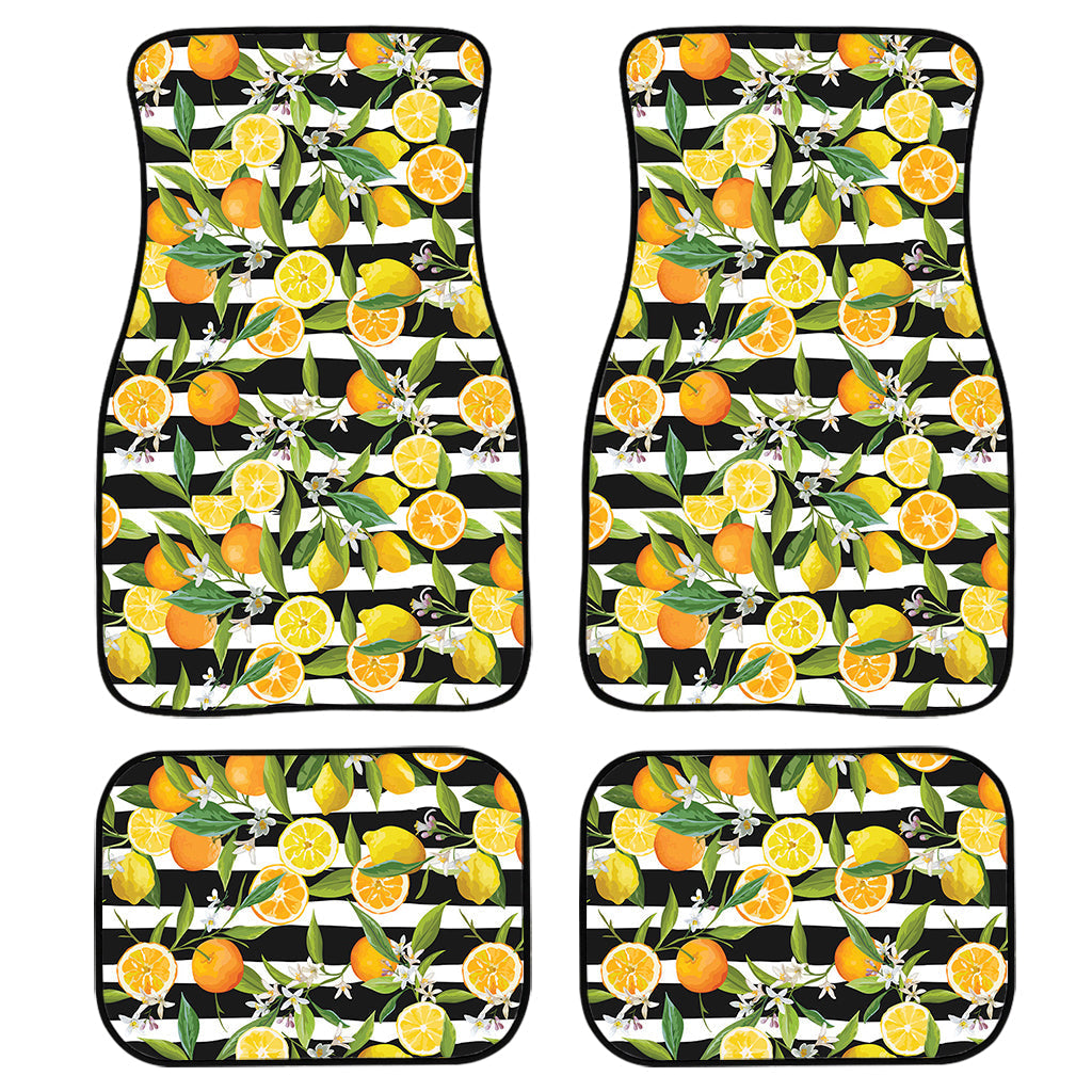 Orange And Lemon Striped Pattern Print Front And Back Car Floor Mats/ Front Car Mat