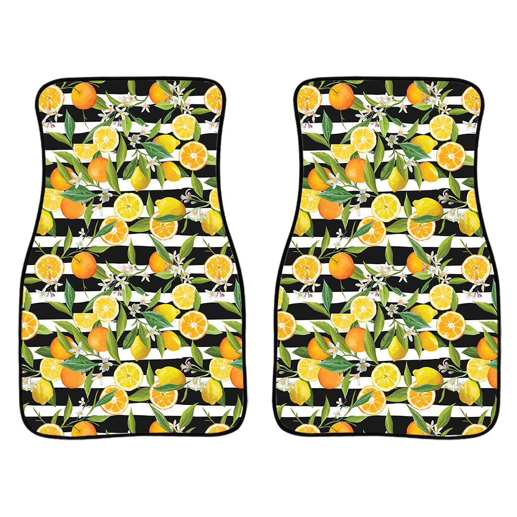 Orange And Lemon Striped Pattern Print Front And Back Car Floor Mats/ Front Car Mat