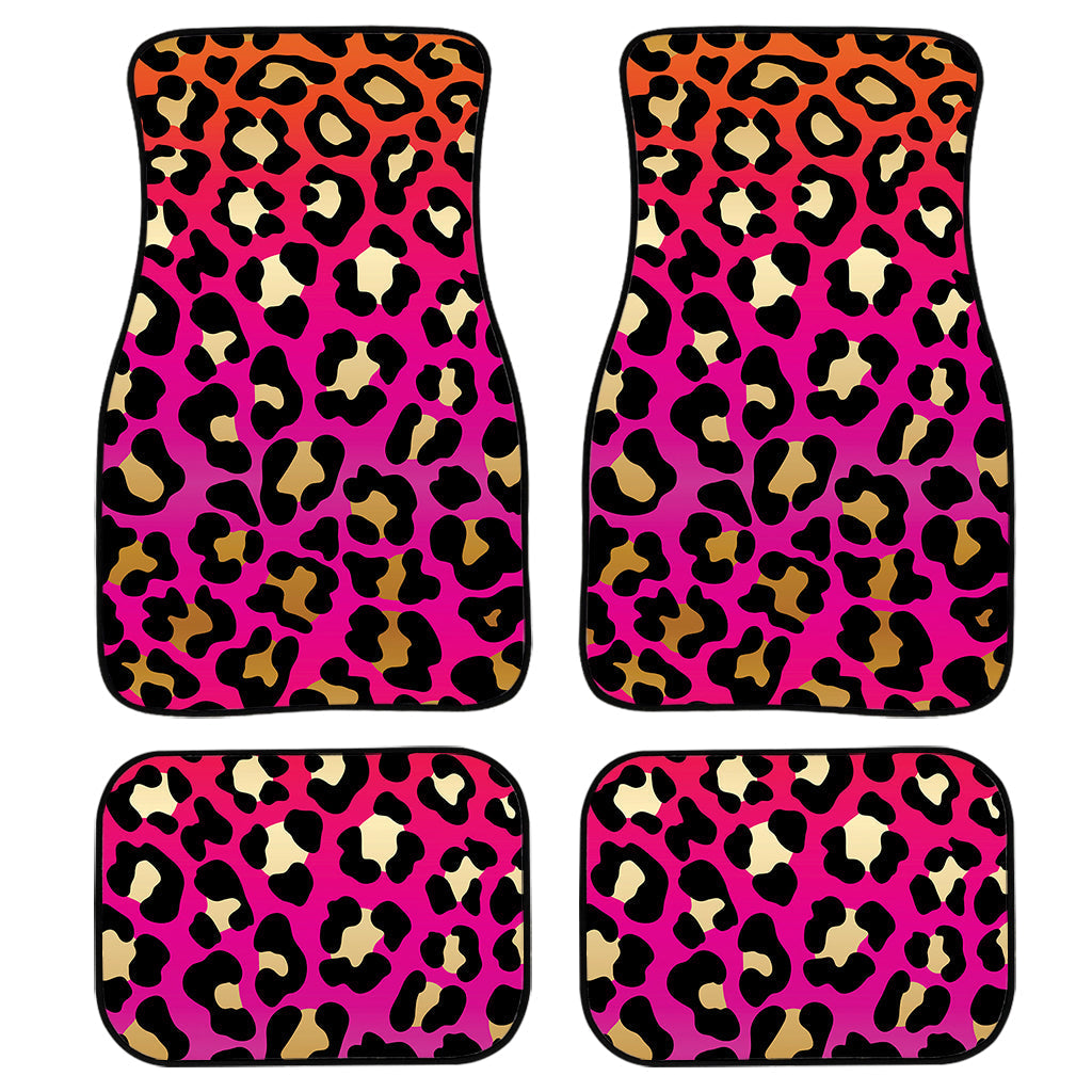 Orange And Purple Leopard Print Front And Back Car Floor Mats/ Front Car Mat