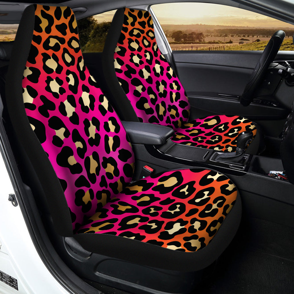 Orange And Purple Leopard Print Universal Fit Car Seat Covers