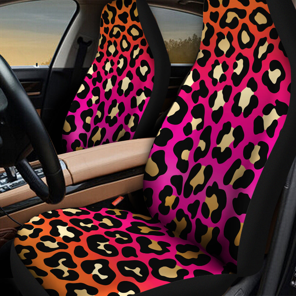 Orange And Purple Leopard Print Universal Fit Car Seat Covers