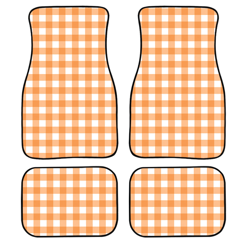 Orange And White Check Pattern Print Front And Back Car Floor Mats/ Front Car Mat