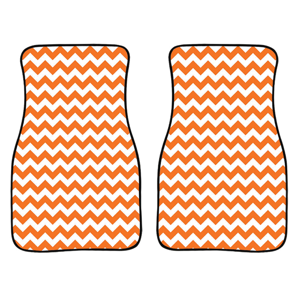 Orange And White Chevron Pattern Print Front And Back Car Floor Mats/ Front Car Mat