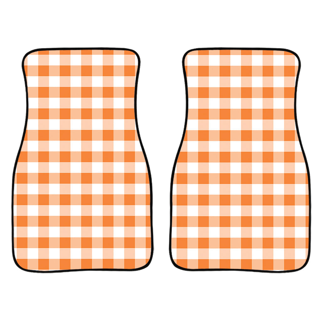 Orange And White Gingham Pattern Print Front And Back Car Floor Mats/ Front Car Mat