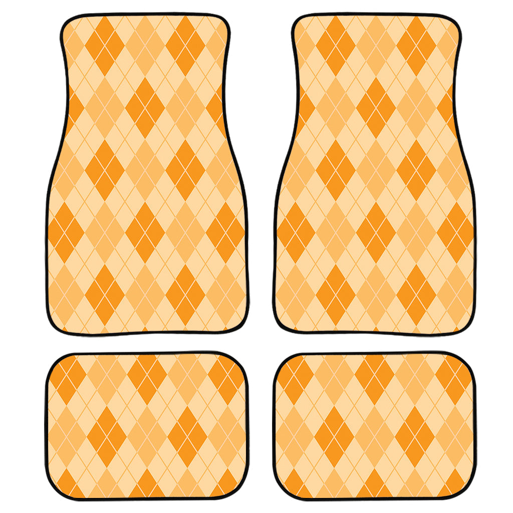 Orange Argyle Pattern Print Front And Back Car Floor Mats/ Front Car Mat
