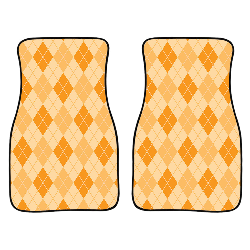 Orange Argyle Pattern Print Front And Back Car Floor Mats/ Front Car Mat