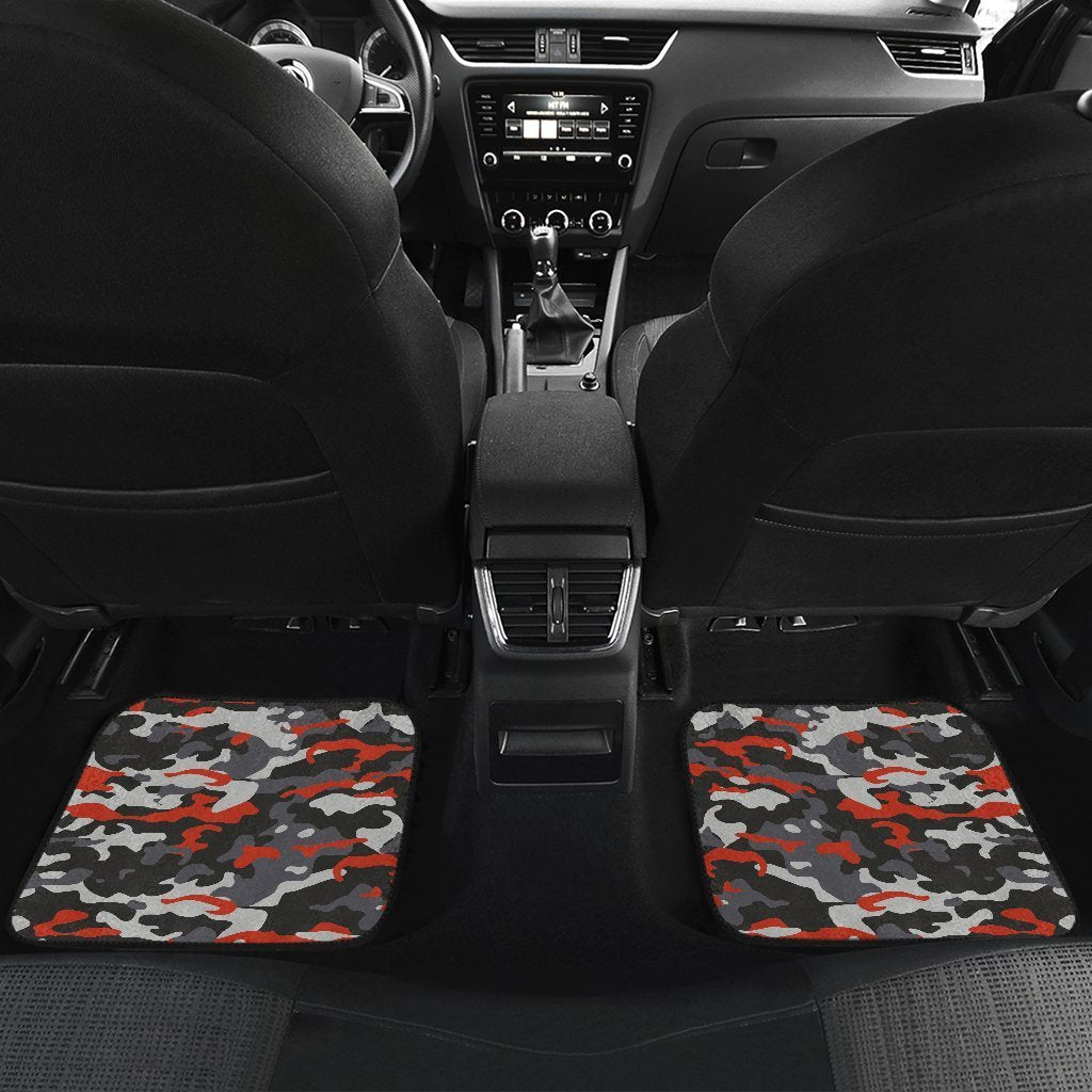 Orange Black And Grey Camouflage Print Front And Back Car Floor Mats/ Front Car Mat
