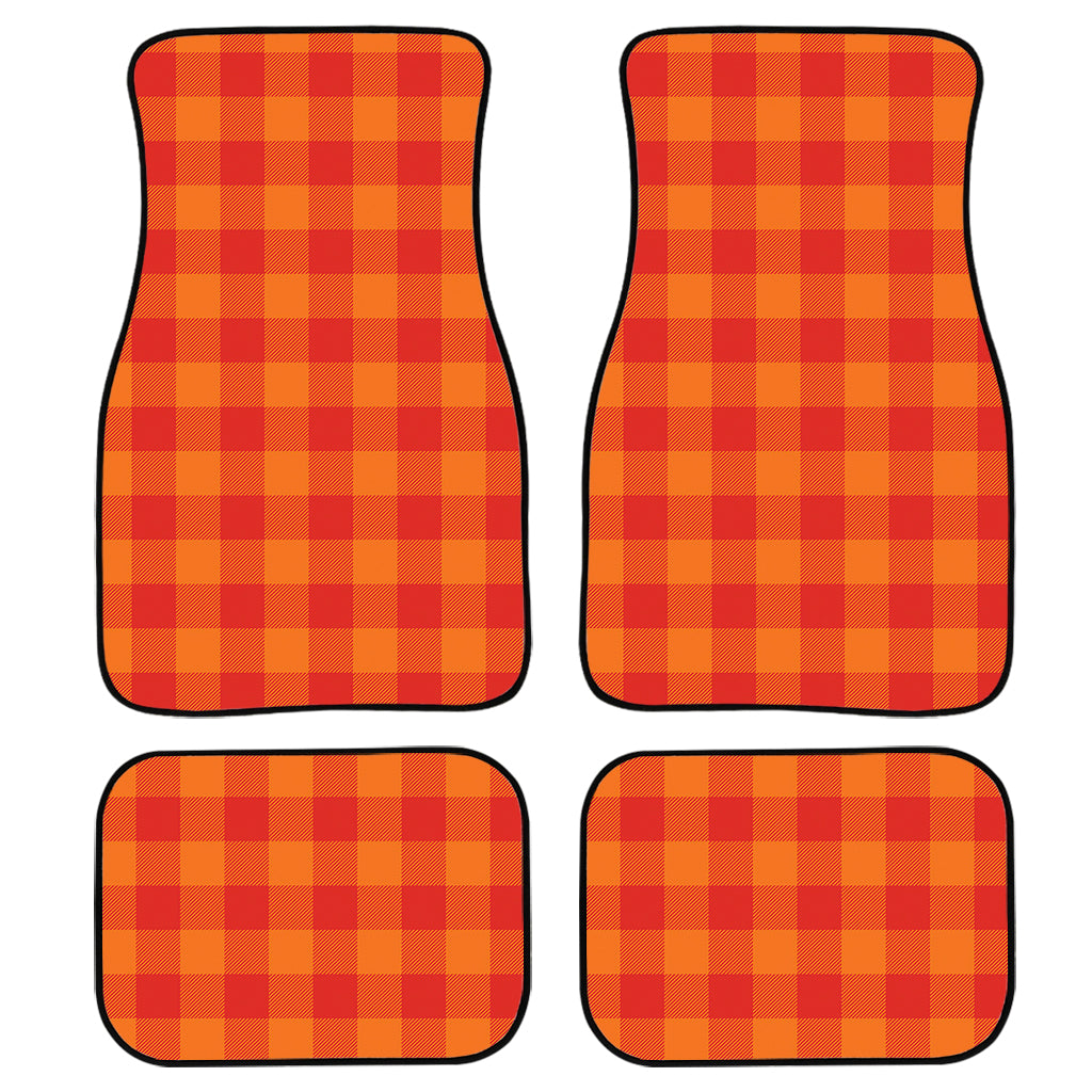 Orange Buffalo Check Pattern Print Front And Back Car Floor Mats/ Front Car Mat