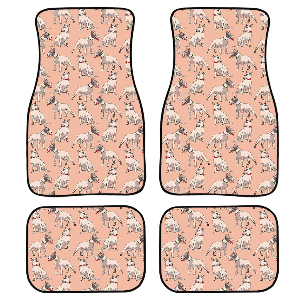 Orange Bull Terrier Pattern Print Front And Back Car Floor Mats/ Front Car Mat