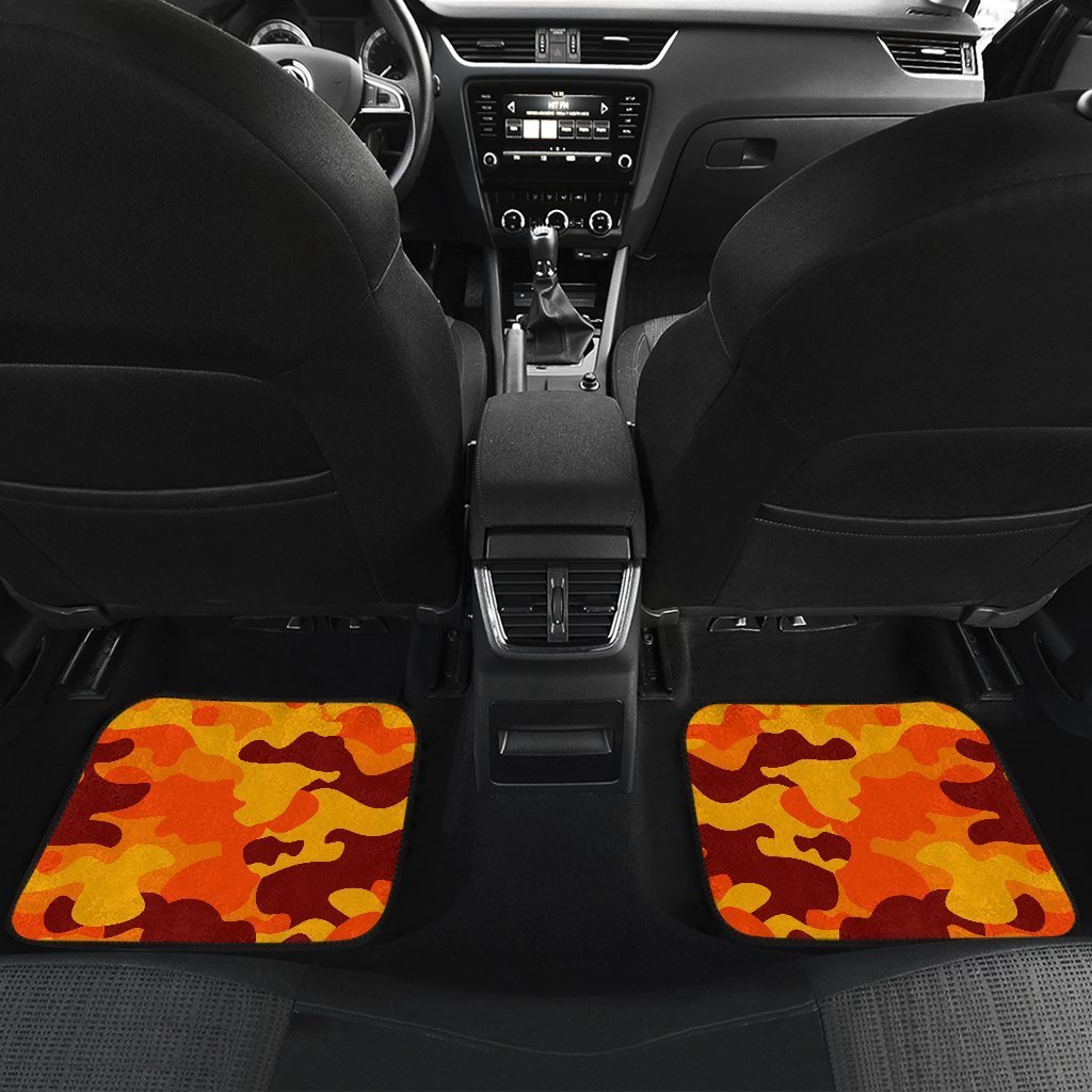 Orange Camouflage Print Front And Back Car Floor Mats/ Front Car Mat