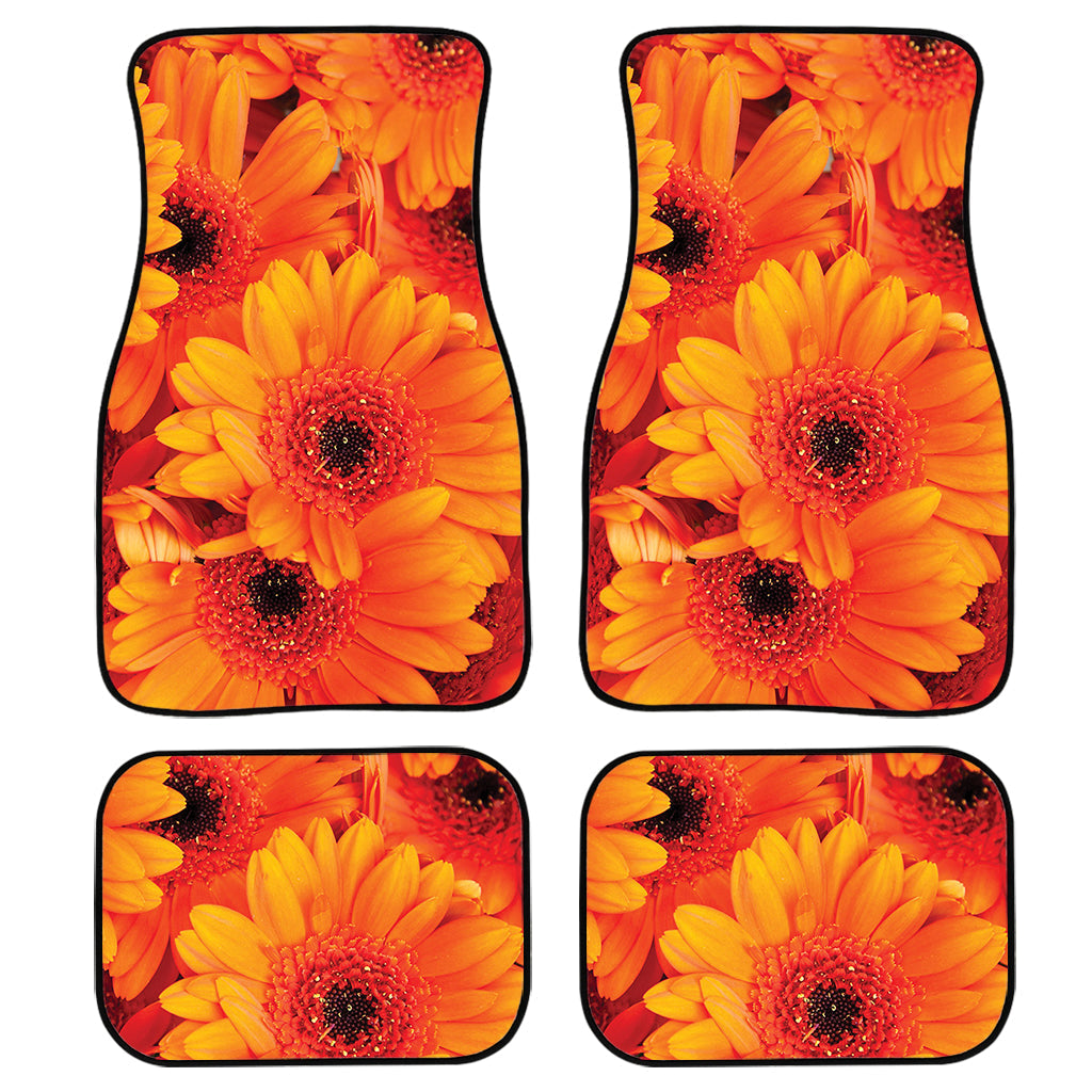 Orange Daisy Flower Print Front And Back Car Floor Mats/ Front Car Mat