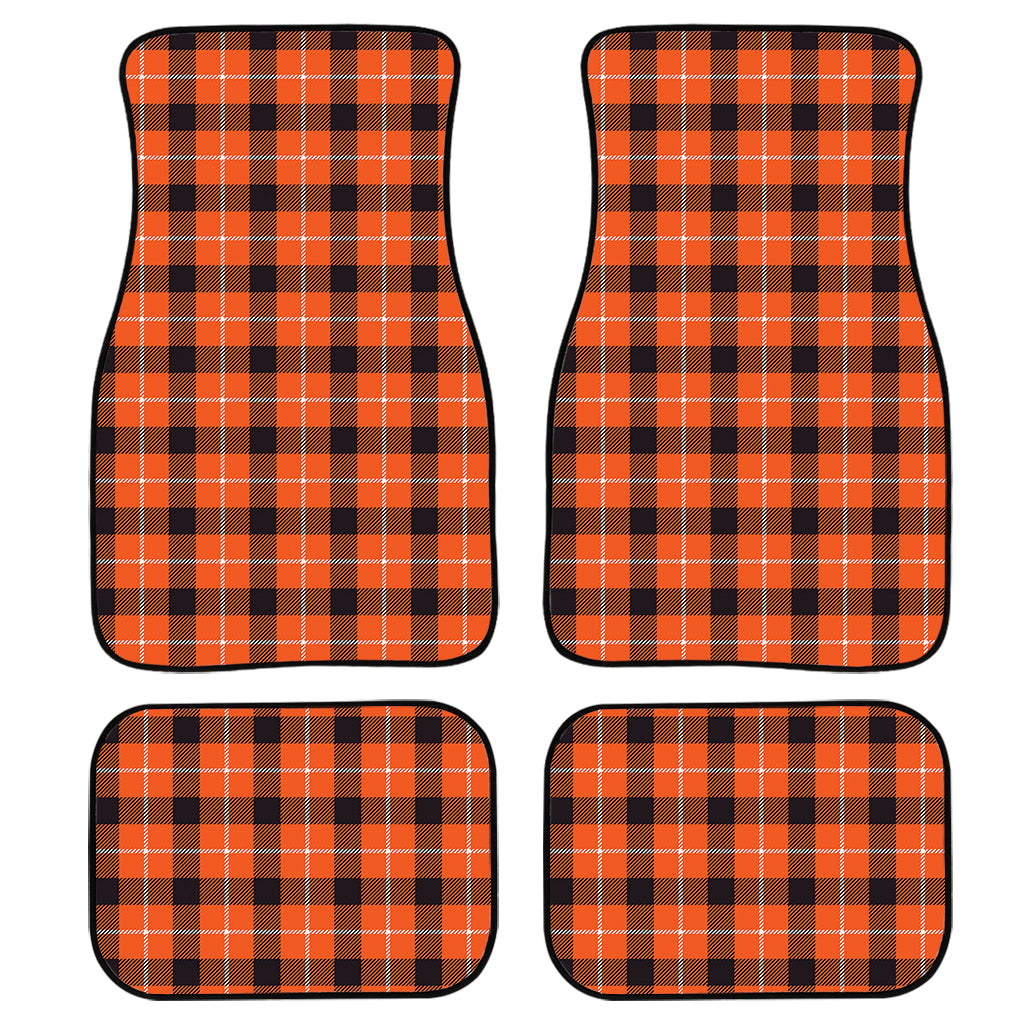 Orange Grey And White Plaid Print Front And Back Car Floor Mats/ Front Car Mat