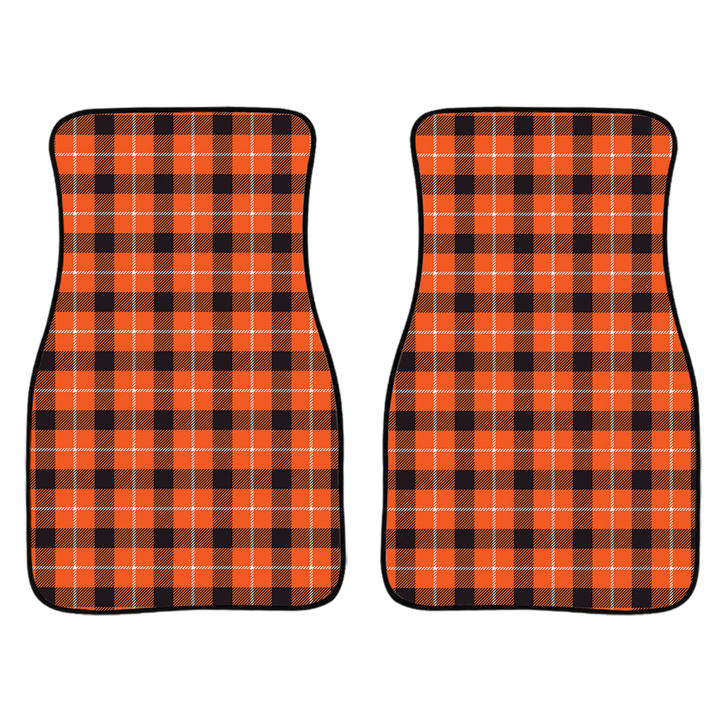 Orange Grey And White Plaid Print Front And Back Car Floor Mats/ Front Car Mat