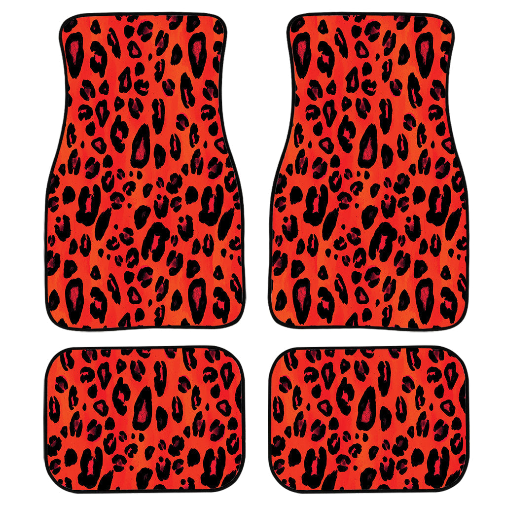 Orange Leopard Print Front And Back Car Floor Mats/ Front Car Mat