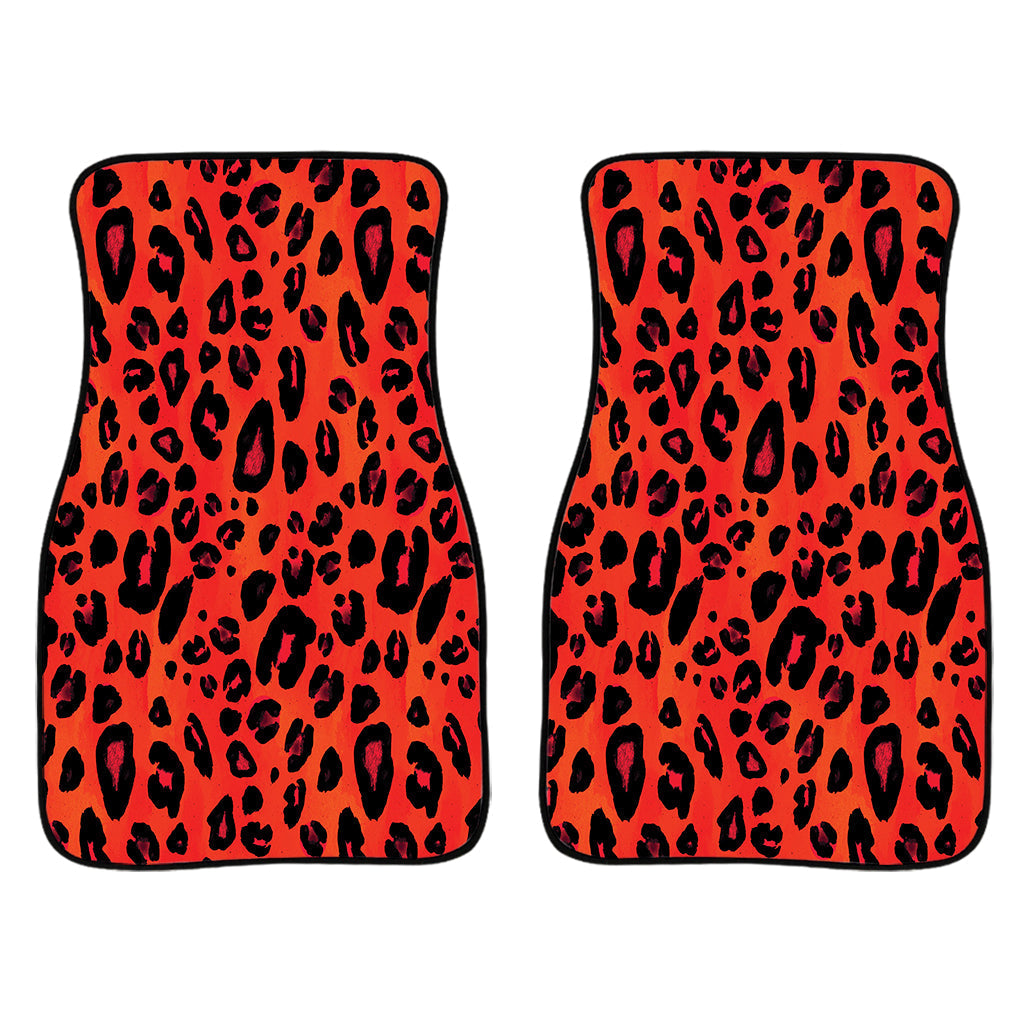 Orange Leopard Print Front And Back Car Floor Mats/ Front Car Mat