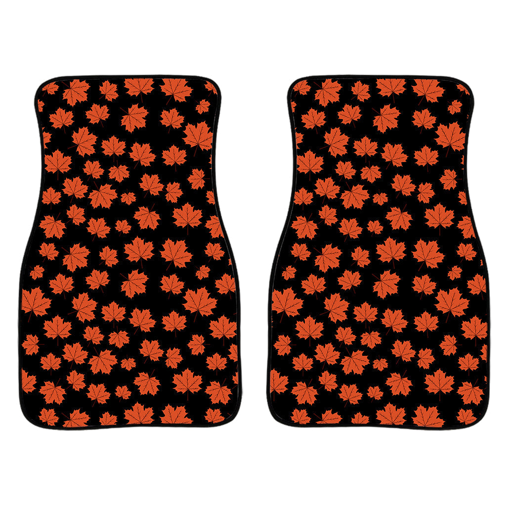 Orange Maple Leaves Pattern Print Front And Back Car Floor Mats/ Front Car Mat