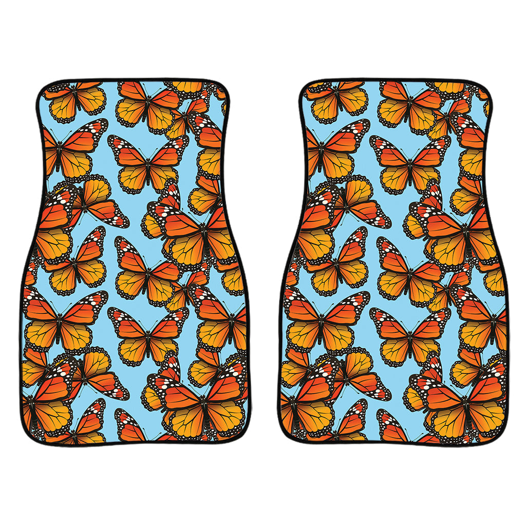 Orange Monarch Butterflies Pattern Print Front And Back Car Floor Mats/ Front Car Mat