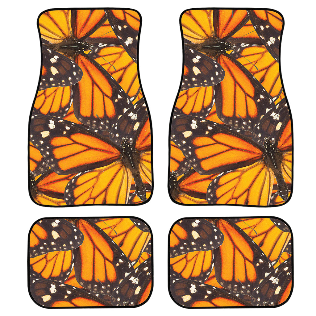 Orange Monarch Butterfly Pattern Print Front And Back Car Floor Mats/ Front Car Mat