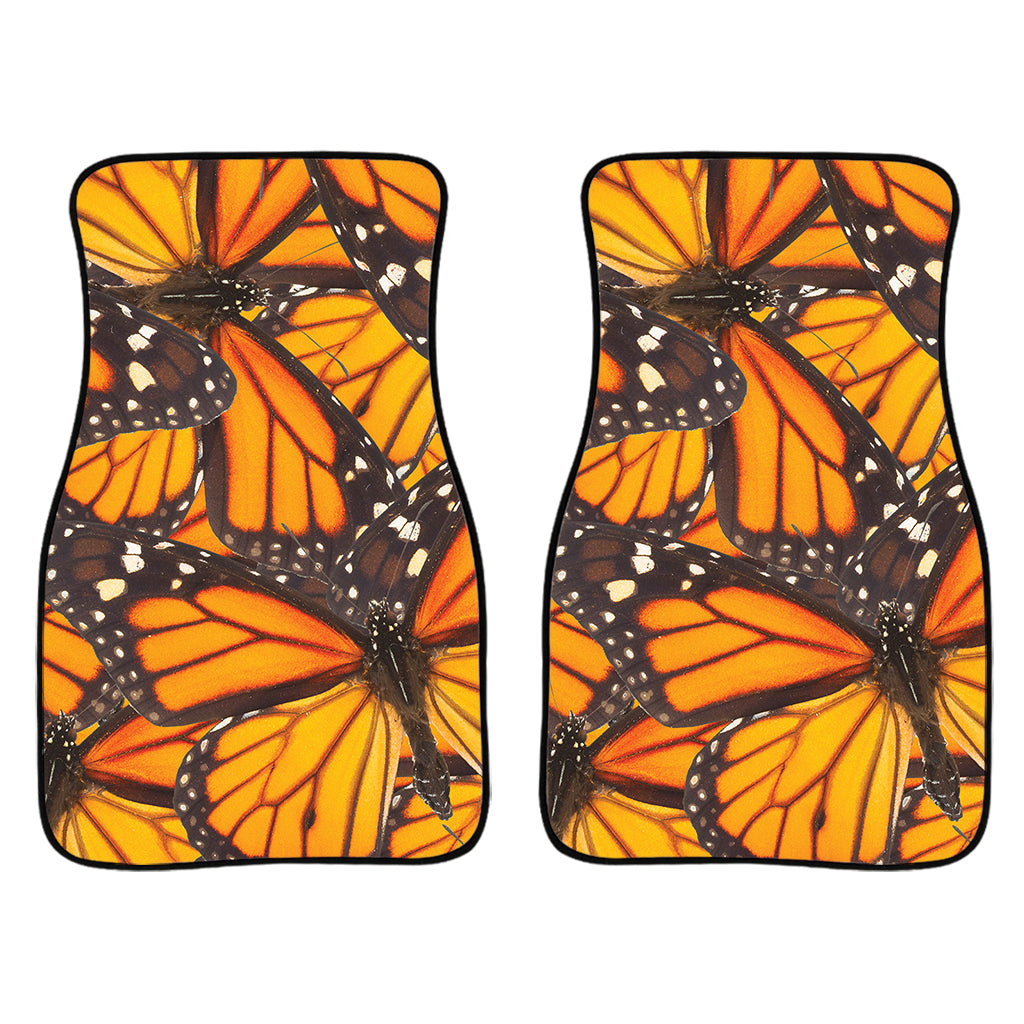 Orange Monarch Butterfly Pattern Print Front And Back Car Floor Mats/ Front Car Mat